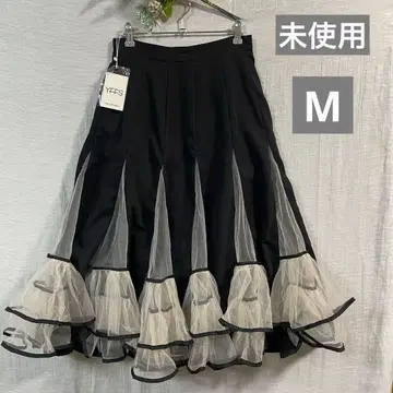 미사용 새상품 플레어 샤샤 스커트 플리츠 블랙