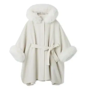 CELFORD 셀포드 퍼 판초 코트 아이보리