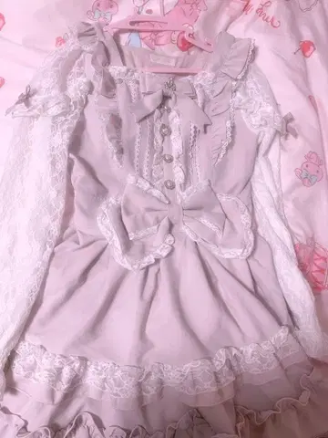 LIZLISA 티아라 리본 티어드 원피스 핑크