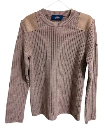 SAINT JAMES 리브 니트 스웨터 베이지 밀리터리 디자인