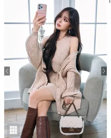 GRL 니트 가디건 x 슬리브리스 미니 원피스 셋업 ru1315