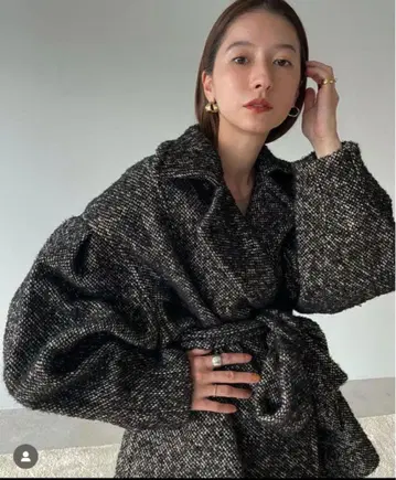 CLANE 트위드 체스터 코트