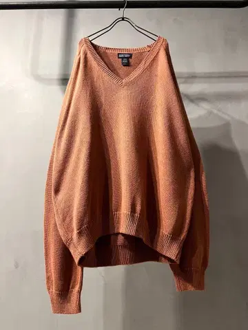 90s LANDS' END 랜드스 엔드 V넥 니트 살몬 핑크