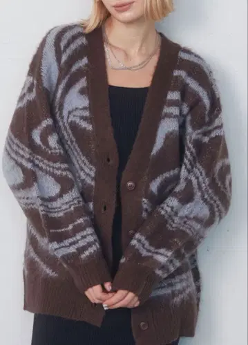 EMODA 컬러 샤기 퍼프 가디건