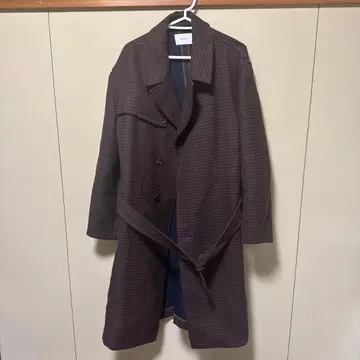 INHERIT 체크 체스터 코트 L