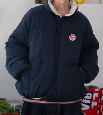 Perushu 스탠드넥 리버서블 충전솜 블루종