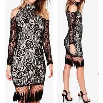 영국 수입 블랙 레이스 고져스 드레스 원피스 S