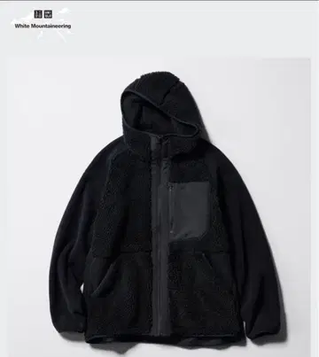 유니클로 화이트 마운티니어링 플리스 후드티 블랙 XL
