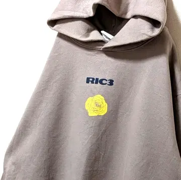 RIC3 로고 후드 맨투맨 베이지 XL 구제 의류