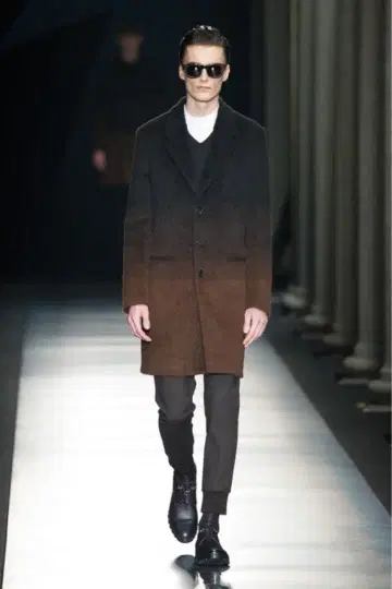 닐 바렛 그라데이션 알파카 울 체스터 코트