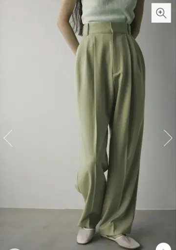 택 포함 새상품 스타일믹서 3턱 스트레이트 팬츠 라이트 그린