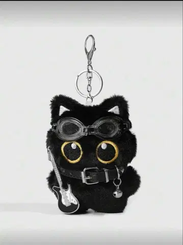 검은 고양이형 마스코트 (고글 포함)