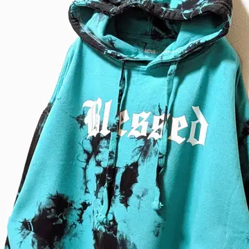 패션노바 블레스드 올 패턴 후드 맨투맨 블리치 타이다이 L 구제 의류