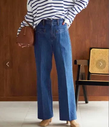 SLOBE IENA DENIM 웰트 포켓 와이드 길이 팬츠