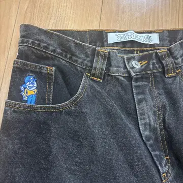 Lazy Denim 다크 그레이 스트레이트 청바지