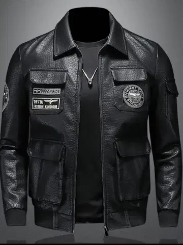 블랙 가죽 (PU) 자켓 일본 사이즈 S (165-170) 슬림 사양