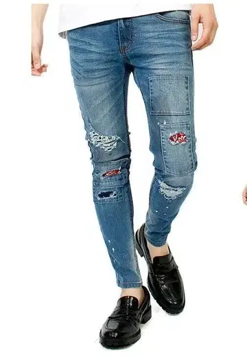 cavaria 캐바리아 반다나 패턴 스트레치 스키니 데님 팬츠