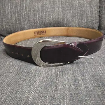EVISU 와인 레드 가죽 벨트