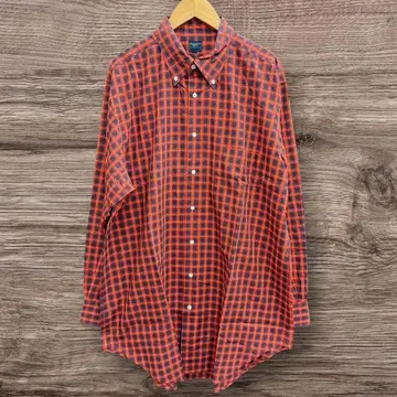 26E4 새상품급 HACKETT LONDON 마이크로 체크 셔츠 오렌지