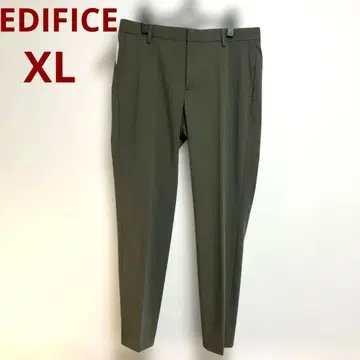 새상품 EDIFICE 남성용 XL 사이즈 슬림 테이퍼트 슬랙스 카키 그린