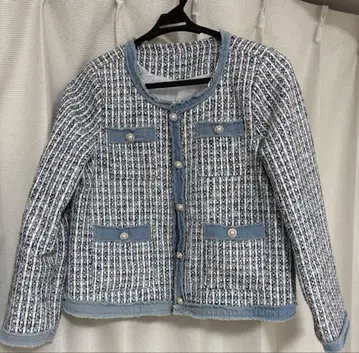 여성용 트위드 자켓 스카이블루