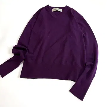 신존 울 캐시미어 니트 V넥 퍼플 와이드 루즈핏