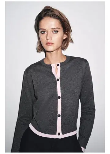 [ ZARA ] 콤비 니트 가디건 M
