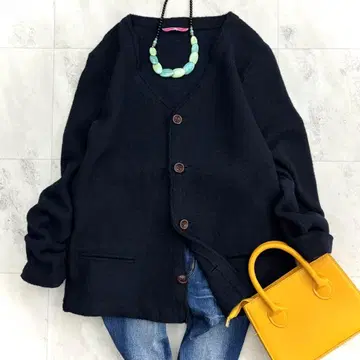 새상품급 45알피엠 가디건 울 네이비