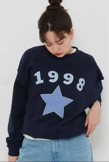 TINA:JOJUN tinajojun 로고 맨투맨 네이비 M