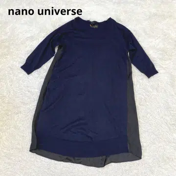 a2090 [나노 유니버스] 니트 원피스 도킹 블라우스 리본 네이비