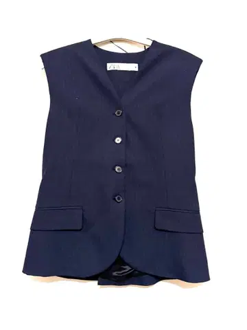 ZARA 네이비 스트라이프 슬리브리스 베스트