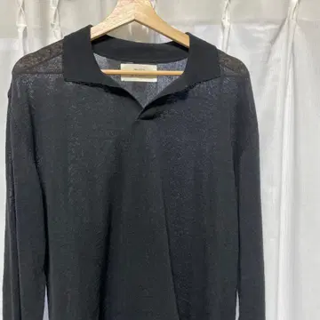 ZARA ORIGINS 시어 니트 피케 셔츠 (블랙 / M 사이즈)