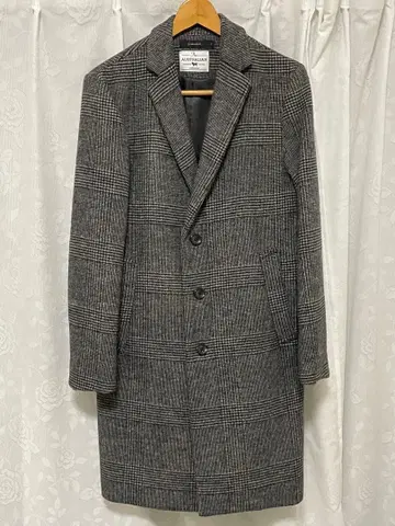 RAGEBLUE 메리노울 체스터 코트 S 그레이 계열 체크