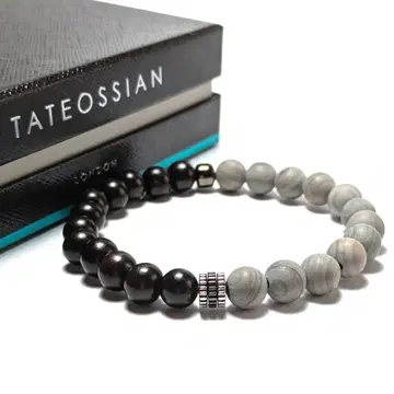 tab122 타테오시안 팔찌 실버925 기어 트리오 그레이 우드