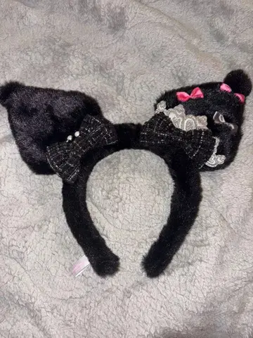 산리오풍 고양이 귀 머리띠 블랙