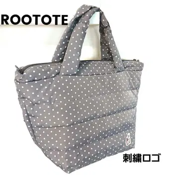 ROOTOTE 루트토트 물방울 패턴 그레이 토트백 도트 퀼팅