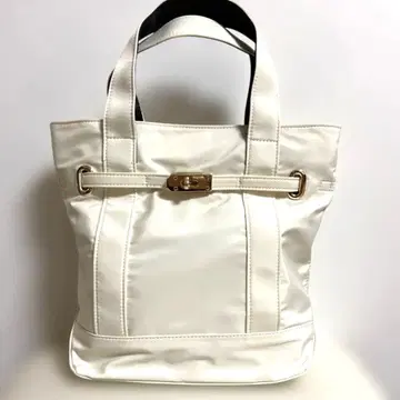 SHIPS 화이트 NATURAL 핸드백 미니 토트백 골드 금장 장식