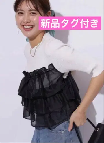 [택 포함 새상품] Apuweiser-riche 시어 프릴 도킹 니트