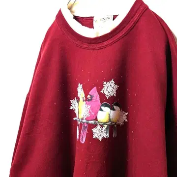 모닝선 눈꽃 크림슨 레드 빨간색 XL 구제 의류 애니멀 맨투맨 트레이닝복