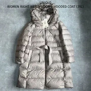 [ 레어 사이즈 3XL ] 유니클로 우먼 라이트웨이트 다운 후디드 코트