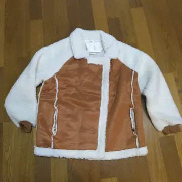 FASHION 집업 자켓 프리 사이즈 브라운/화이트