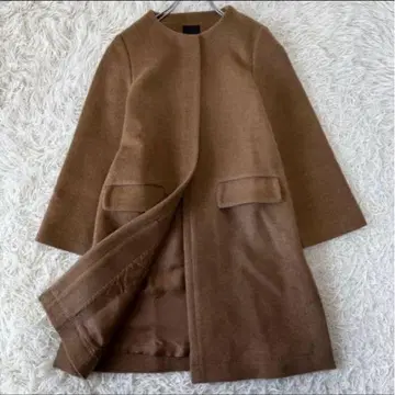 Demi-Luxe BEAMS 캐시미어 울 노카라 롱 코트 카멜