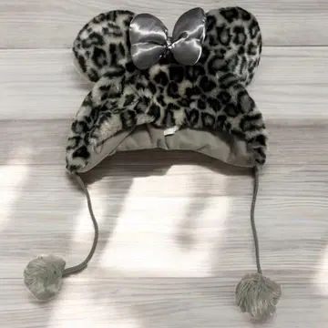단종 디즈니 미니 팬캡 레오파드 무늬 그레이 실버 하트