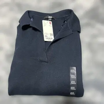 미사용 새상품 유니클로 스무스 코튼 릴랙스 폴로 스웨터 3XL 네이비