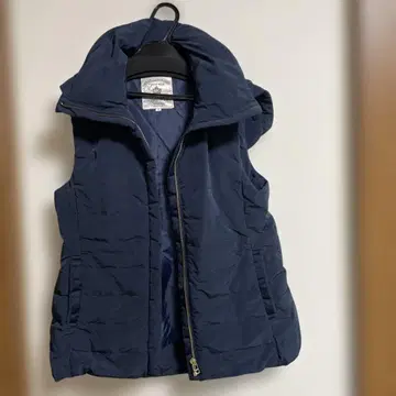 애니팜 후드 부착 다운 베스트 네이비