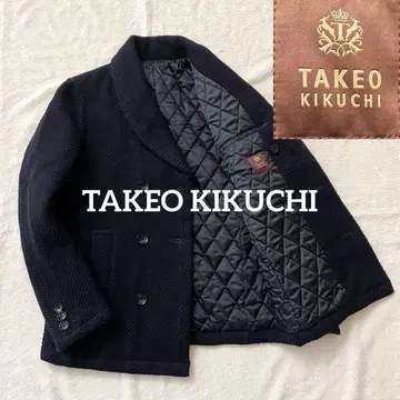 새상품급 TAKEO KIKUCHI 숄카라 더블 브레스트 네이비 코트