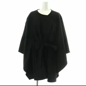 미즈이로 인드 드레스 케이프 판초 노카라 코트 울 블랙