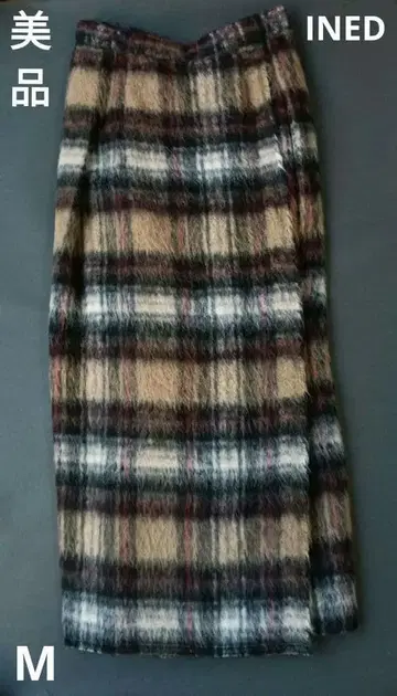 [ 컨디션 최상 ] 샤기 체크 스커트 알파카 혼방 일본제