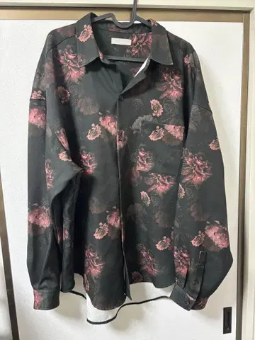 welise 오버 사이즈 셔츠 빨간색 꽃무늬