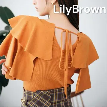 [ 새상품급 ] LILYBROWN 릴리 브라운 프릴 니트 백리본